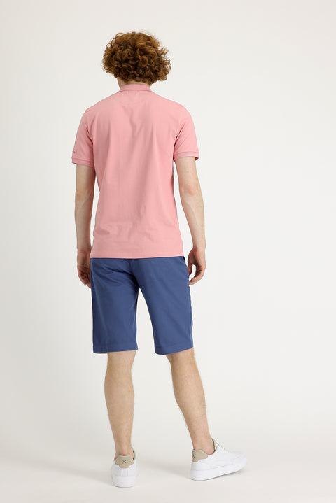 Havacı Mavi 6 Drop Regular Fit Standart Kesim Pamuklu Bermuda Şort