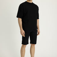 Black 6-Drop Regular Fit Bermuda Shorts