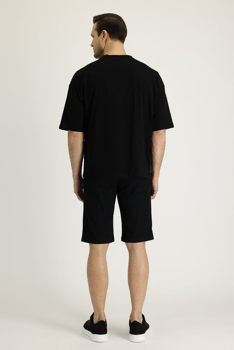 Black 6-Drop Regular Fit Bermuda Shorts