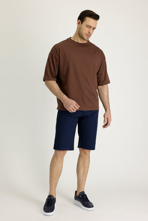 Dark Blue Regular Fit Standard Cut Bermuda Shorts