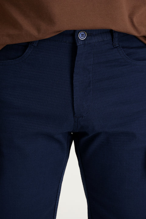 Dark Blue Regular Fit Standard Cut Bermuda Shorts