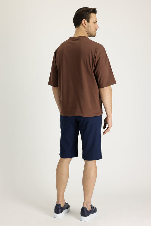 Dark Blue Regular Fit Standard Cut Bermuda Shorts