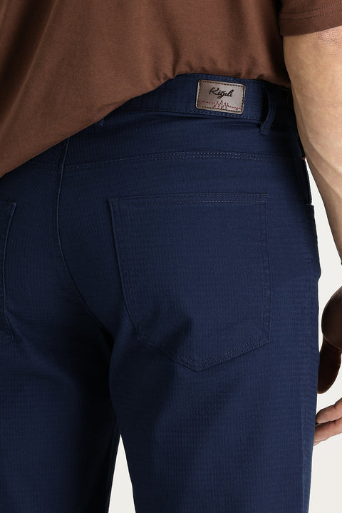 Dark Blue Regular Fit Standard Cut Bermuda Shorts