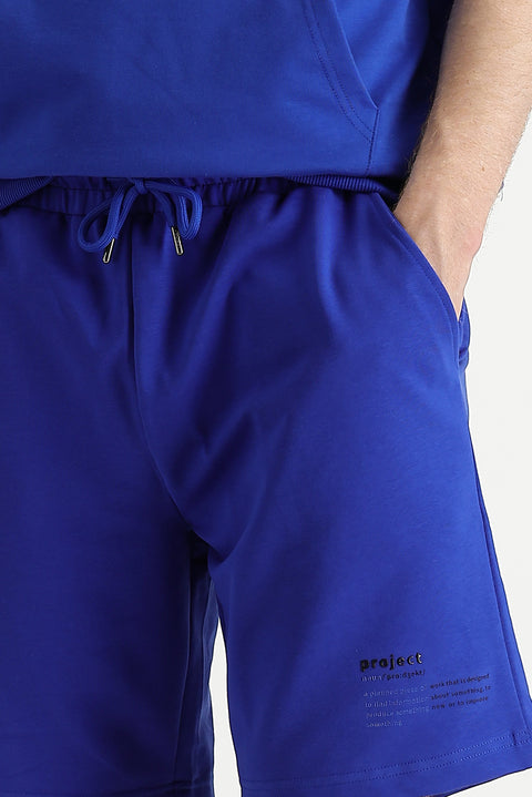 Saks Mavi Pamuklu Sweat Şort