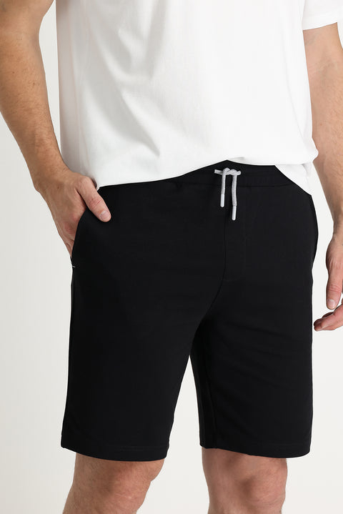 Black Cotton Sweatshirt Shorts
