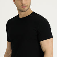 Siyah Bisiklet Yaka Regular Fit Süprem Pamuk Tişört