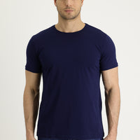 Orta Lacivert Bisiklet Yaka Regular Fit Süprem Pamuk Tişört