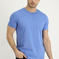 Havacı Mavi Bisiklet Yaka Regular Fit Süprem Pamuk Tişört