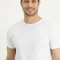 Beyaz Bisiklet Yaka Regular Fit Süprem Pamuk Tişört