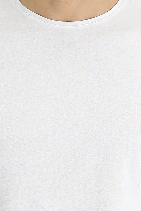 Beyaz Bisiklet Yaka Regular Fit Süprem Pamuk Tişört