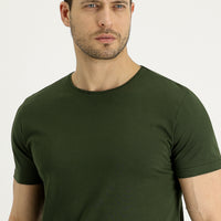 Orta Haki Bisiklet Yaka Regular Fit Süprem Pamuk Tişört