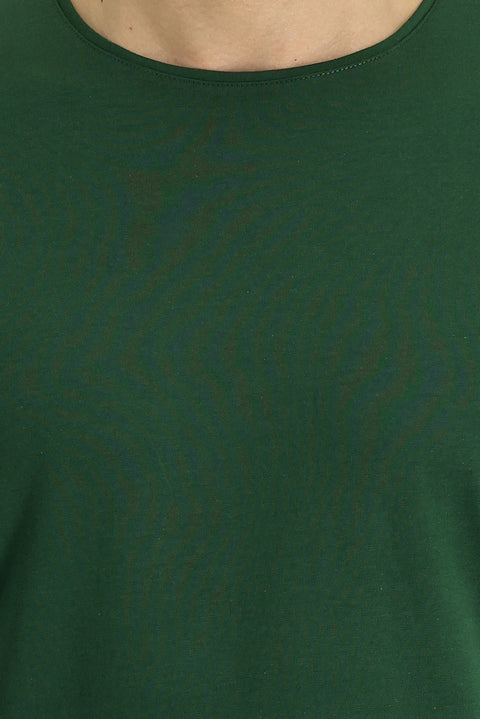 Koyu Yeşil Bisiklet Yaka Regular Fit Süprem Pamuk Tişört