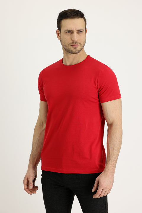 Bayrak Kırmızı Bisiklet Yaka Regular Fit Süprem Pamuk Tişört