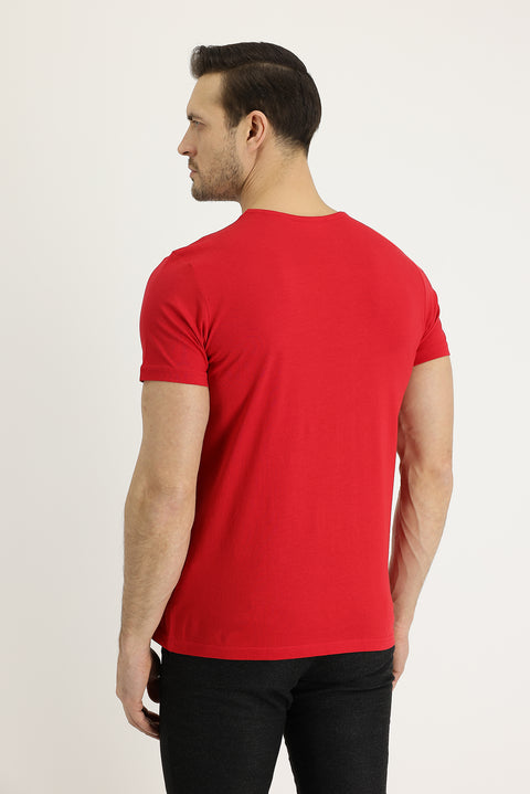 Bayrak Kırmızı Bisiklet Yaka Regular Fit Süprem Pamuk Tişört