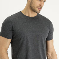 Koyu Antrasit Bisiklet Yaka Regular Fit Süprem Tişört