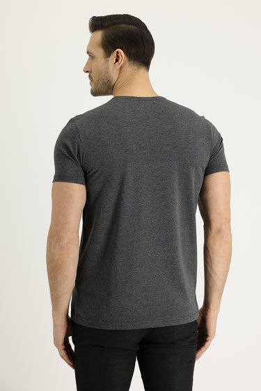 Koyu Antrasit Bisiklet Yaka Regular Fit Süprem Tişört
