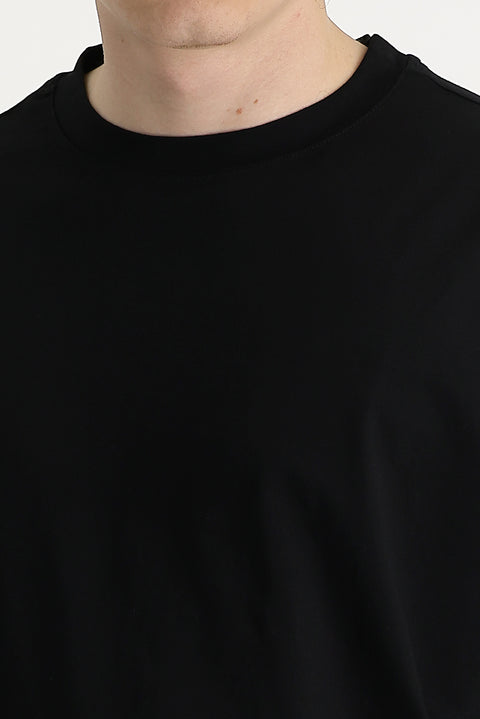 Siyah Bisiklet Yaka Oversize Süprem Pamuk Tişört