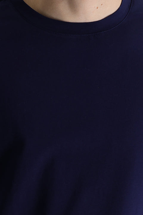 Siyah Lacivert Bisiklet Yaka Oversize Süprem Pamuk Tişört