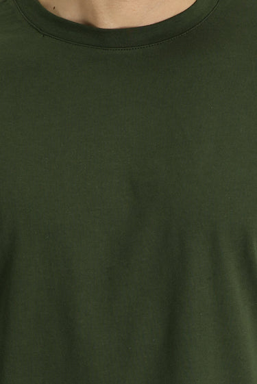 Orta Haki Bisiklet Yaka Oversize Süprem Pamuk Tişört