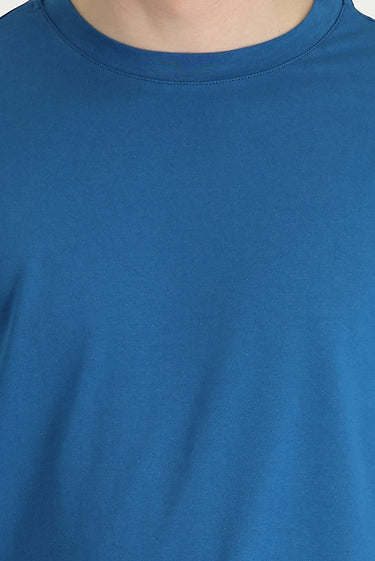 Orta Petrol Bisiklet Yaka Oversize Süprem Pamuk Tişört
