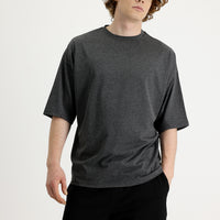 Koyu Antrasit Bisiklet Yaka Oversize Süprem Tişört