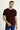 Koyu Bordo Bisiklet Yaka Slim Fit Dar Kesim Nakışlı Pamuklu Tişört