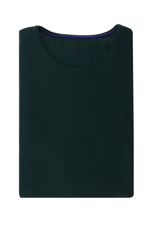 Dark Green Plus Size Crew Neck Embroidered Cotton Supreme T-Shirt
