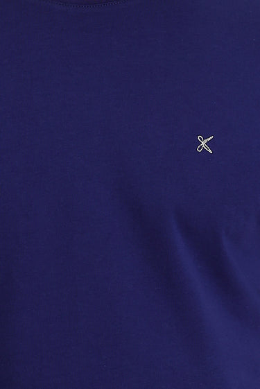 Orta Lacivert Bisiklet Yaka Slim Fit Dar Kesim Tişört