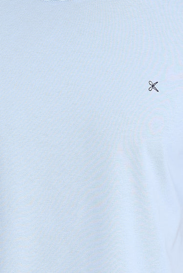 Uçuk Mavi Bisiklet Yaka Slim Fit Dar Kesim Tişört