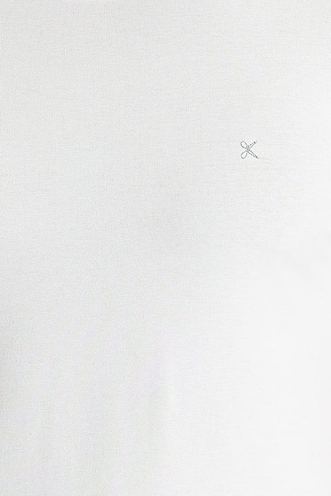 Beyaz Bisiklet Yaka Slim Fit Dar Kesim Tişört