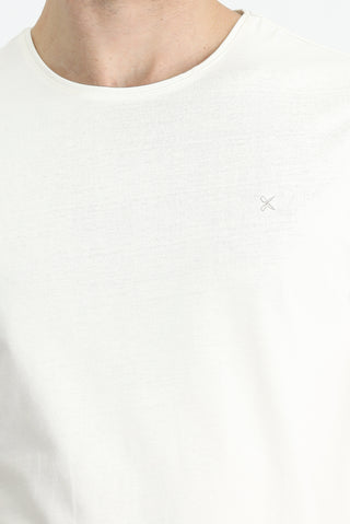  Ekru Bisiklet Yaka Slim Fit Dar Kesim Pamuklu Tişört