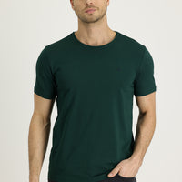 Koyu Yeşil Bisiklet Yaka Slim Fit Dar Kesim Tişört