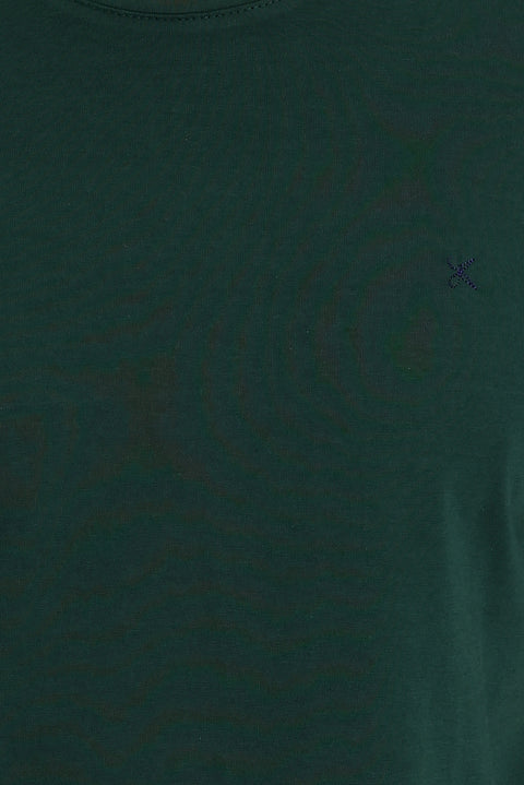 Koyu Yeşil Bisiklet Yaka Slim Fit Dar Kesim Tişört