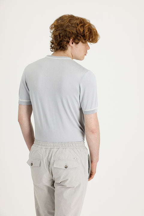 Orta Gri Bisiklet Yaka Slim Fit Dar Kesim Tişört