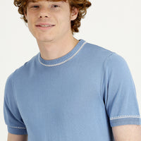 Koyu Mavi  Bisiklet Yaka Slim Fit Dar Kesim Tişört