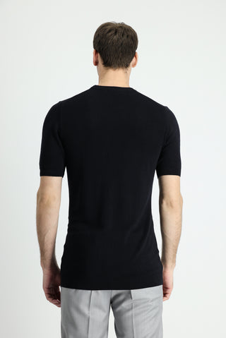  Siyah Bisiklet Yaka Slim Fit Dar Kesim Desenli Tişört