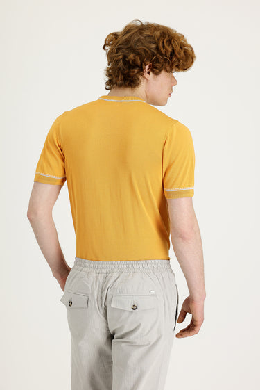 Koyu Sarı Bisiklet Yaka Slim Fit Tişört