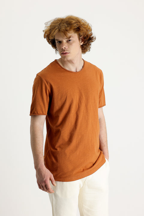 Tarçın  Bisiklet Yaka Slim Fit Dar Kesim Baskılı Pamuk Tişört