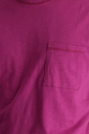  Fuşya Bisiklet Yaka Slim Fit Dar Kesim Baskılı Pamuk Tişört