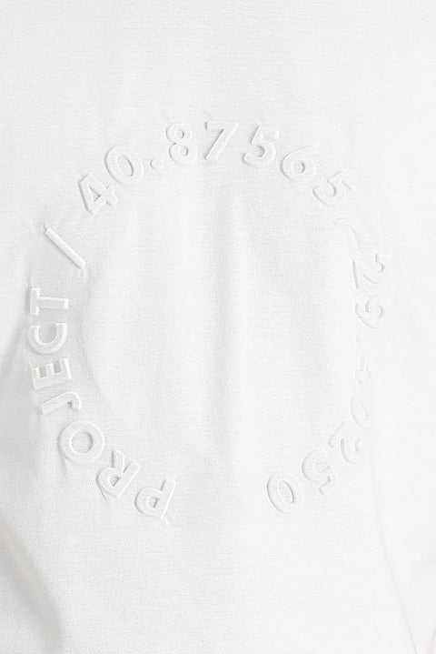 Beyaz Bisiklet Yaka Slim Fit Dar Kesim Baskılı Pamuk Tişört