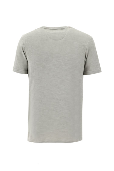 Açık Gri Eco-Line Bisiklet Yaka Slim Fit Dar Kesim Baskılı Pamuk Tişört