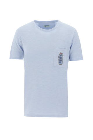  Açık Mavi Eco-Line Bisiklet Yaka Slim Fit Dar Kesim Baskılı Pamuk Tişört