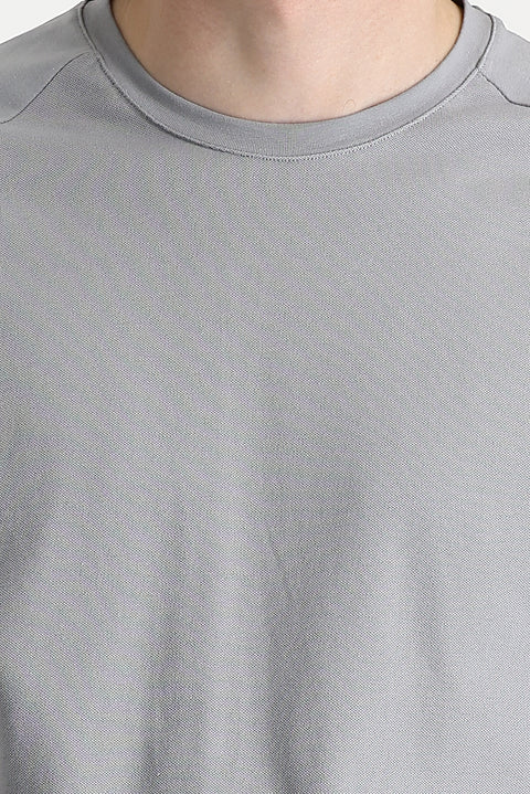 Açık Gri Bisiklet Yaka Slim Fit Dar Kesim Tişört