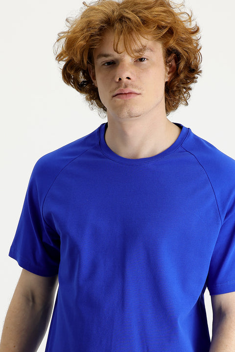 Navy Blue Crew Neck Slim Fit Narrow Cut T-Shirt