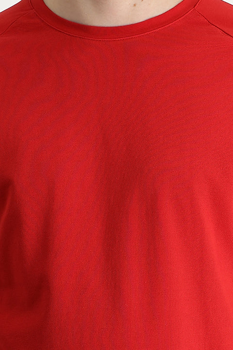 Bayrak Kırmızı Bisiklet Yaka Slim Fit Dar Kesim Tişört