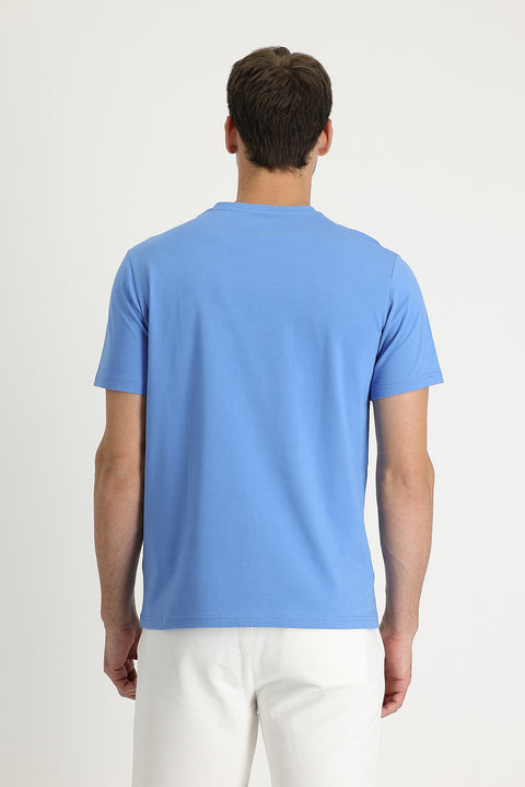 Aviator Blue Crew Neck Slim Fit Printed T-Shirt