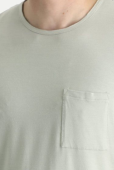 Çağla Yeşili Eco-Line Bisiklet Yaka Slim Fit Dar Kesim Tişört