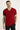 Koyu Kırmızı V Yaka Slim Fit Dar Kesim Nakışlı Pamuklu Tişört