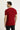 Koyu Kırmızı V Yaka Slim Fit Dar Kesim Nakışlı Pamuklu Tişört