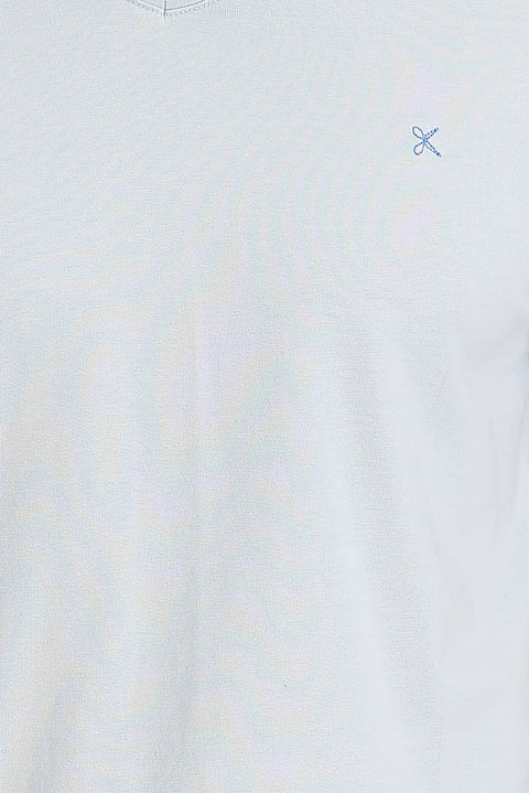 Açık Mavi V Yaka Slim Fit Dar Kesim Pamuklu Tişört